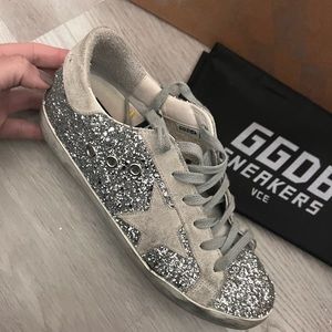 Authentic Golden Goose Superstar silver & white